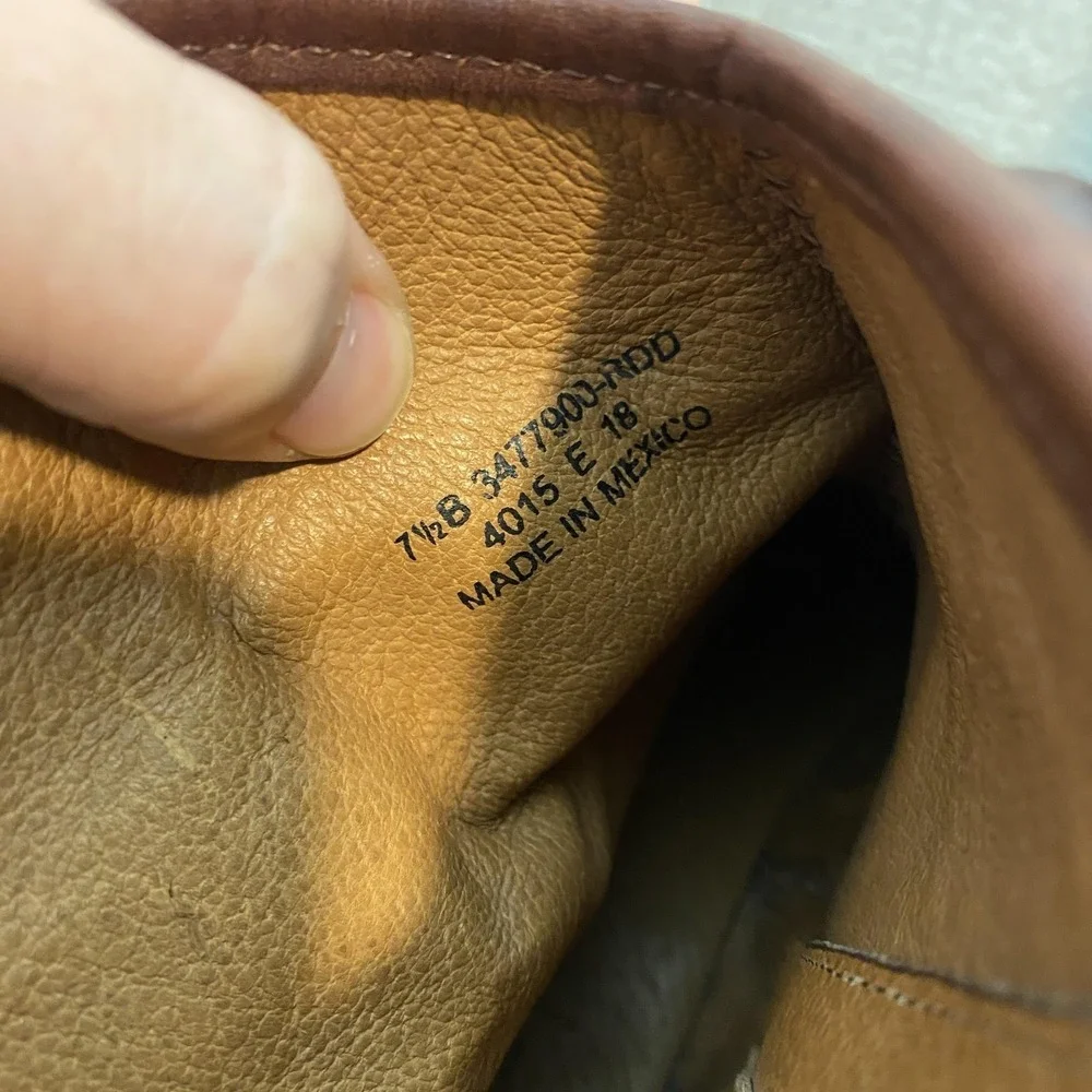 Frye Booties Womens Size 7.5‎ Brown Leather Ankle Zip Block Heel 3477000-JDD